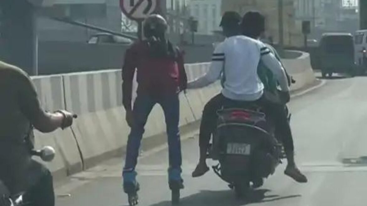 Surat : Youngster’s Flyover Skating Stunt Sparks Outrage